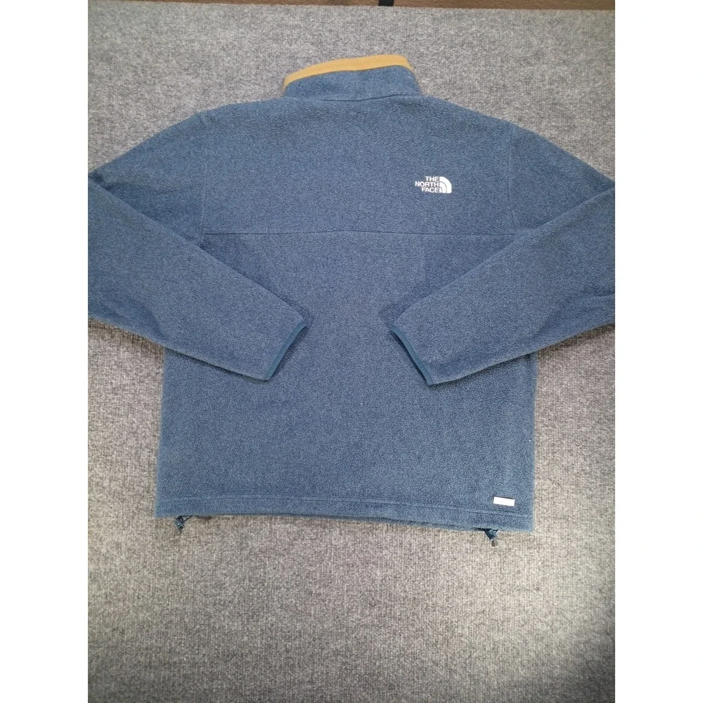 The North Face Fleece Pullover Mens Medium Blue Tan 1/4 Zip Outdoor Jacket